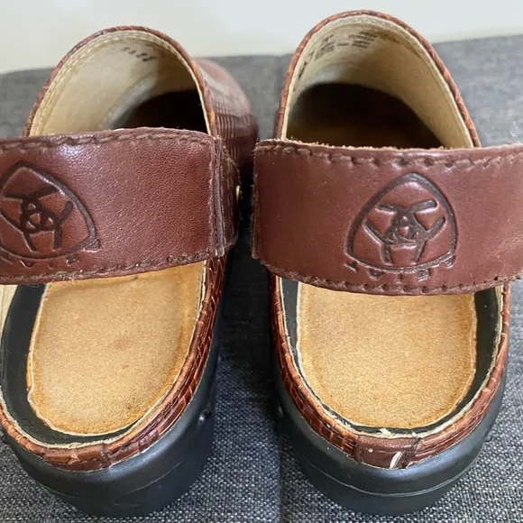 Ariat Basket Woven Rattan Weave Brown Leather Slingback Clogs Mules. Sz 7 - Picture 10 of 16